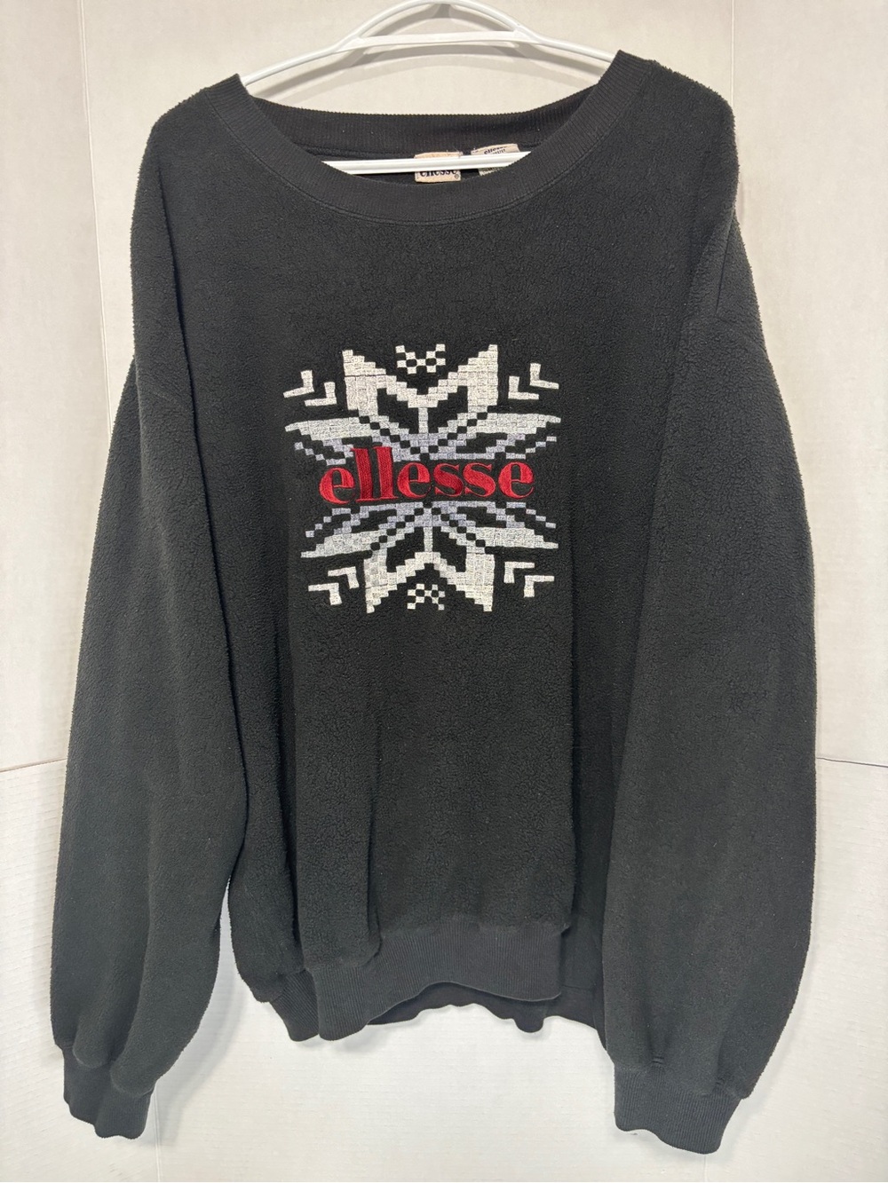 Vintage ellesse Black Fleece Crewneck with Nordic Embroidered Snowflake Logo